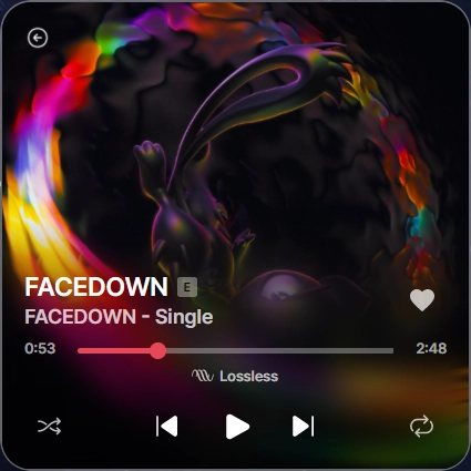 Noctis mini player with a Lossless badge and ambient album color.